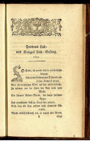 Friedens Lob- und Krieges Leid-Gesang.