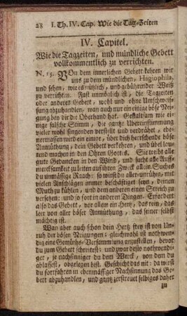 IV. Capitel. Wie die Tagzeiten, und mündliche Gebett vollkommentlich zu verrichten