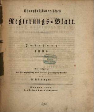 Churpfalzbaierisches Regierungsblatt. 1804
