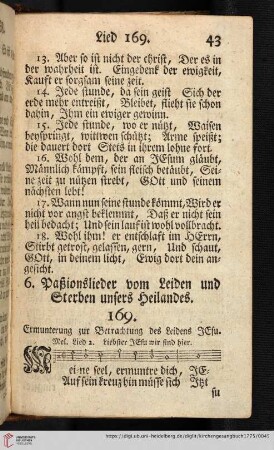 6. Paßionslieder vom Leiden und Sterben unsers Heilandes (169 - 184)