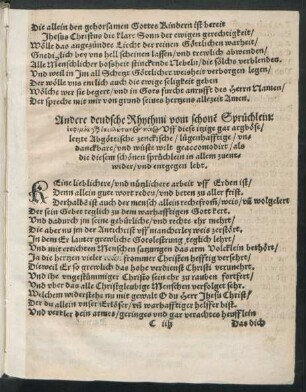 Andere deudsche Rhythmi vom schonen Sprüchlein: