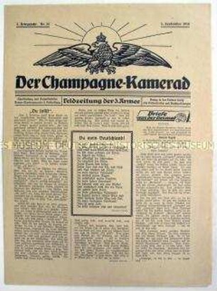 Kriegszeitung der 3. Armee von der Westfront "Der Champagne-Kamerad"