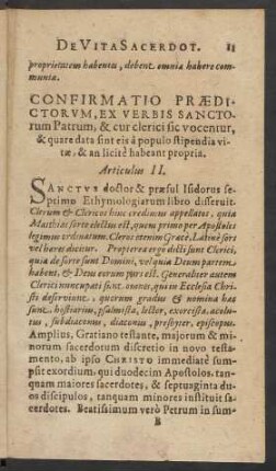 Confirmatio Praedictorum, Ex Verbis Sanctorum Patrum, & cur clerici sic vocentur, ...