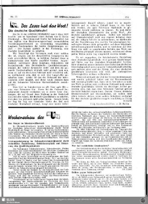 Der Leser hat das Wort!