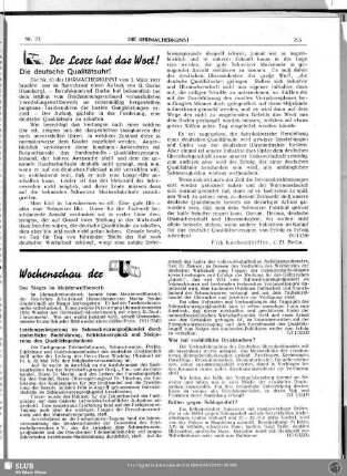Der Leser hat das Wort!