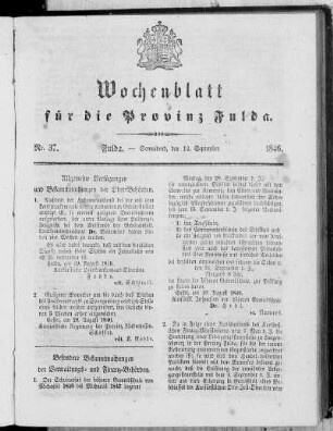 Nr. 37, Ausgabe vom 12. September 1846