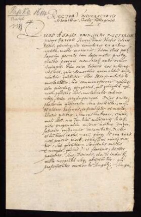 Todesanzeige des stud. theol. Christophorus Papke aus Greifswald, 1614.