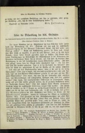 Ueber die Behandlung der bibl. Geschichte : zur Auseinandersetzung mit der vom Herausgeber ausgesprochenen Ansicht (Vgl. Nr. 1-6 1869)