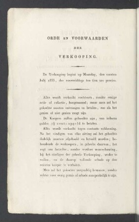 Orde en Voorwaarden der Verkooping