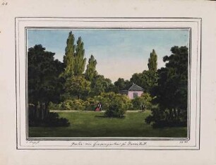 'Partie vom Herrengarten zu Darmstadt' Aquarell