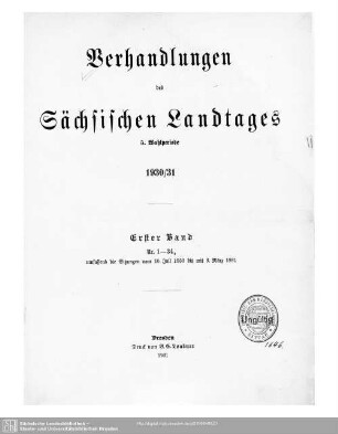 5. Wahlper. 1.1930/33: Verhandlungen des Sächsischen Landtages