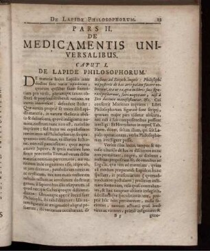 Pars II. De Medicamentis Universalibus.