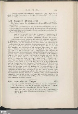 471. 1592, August 2. [Wittenberg]
