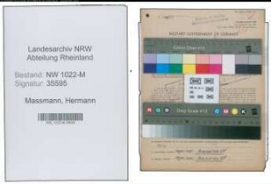 Entnazifizierung Hermann Massmann , geb. 08.02.1892 (Bahnbeamter)