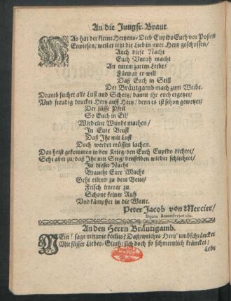 An die Jungfr. Braut.