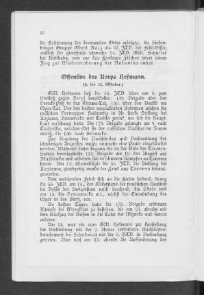Offensive des Korps Hofmann.
