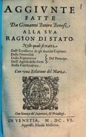 Della Ragion di Stato : Libri X.