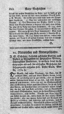 10. Naturlehre und Naturgeschichte.