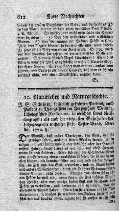10. Naturlehre und Naturgeschichte.
