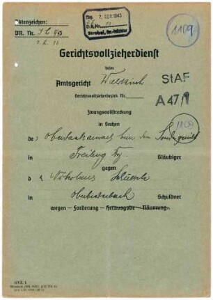 Angeklagte: Schüssele, Xaver (Vertreter); Biederbach *26.03.1892 in Biederbach; + ? Schüssele, Nikolaus (Landwirt); Biederbach *08.11.1887 in Biederbach; + ? Delikt: Verbrechen gegen die Kriegswirtschaftsverordnung Schwarzschlachtung Preisvergehen Tatort: Biederbach Tatzeit: Juni 1942