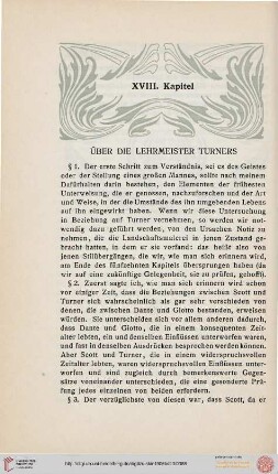 Kapitel XVIII. Über die Lehrmeister Turners