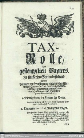 Tax-Rolle, Des gestempelten Papiers