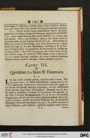 Caput III: De Quidditate tῶn Urim & Thummim