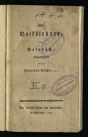 Zwei Volkslehrer : ein Gespräch