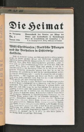 Willi Christiansen / Nordische Pflanzen und ihr Verhalten in Schleswig-Holstein