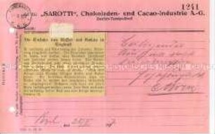 Mappe mit aufgeklebten Zeitungsauschnitten über die Firma Sarotti - Sachkonvolut