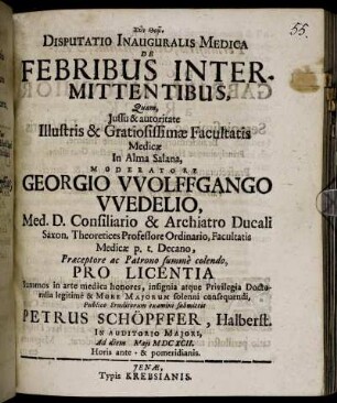 Disputatio Inauguralis Medica De Febribus Intermittentibus