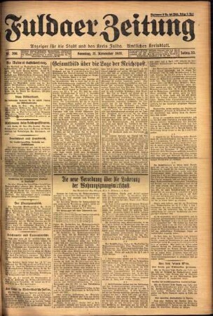 Erste Ausgabe vom Sonntag, den 21. November 1926.