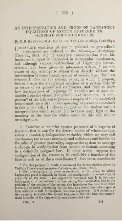 An interpretation and proof of Lagrange's equations of motion referred to generalized coordinates.
