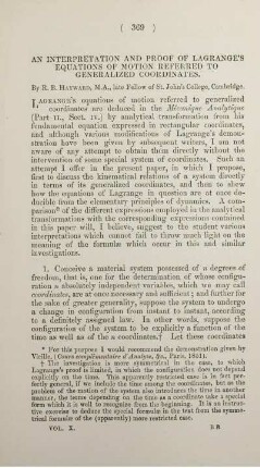 An interpretation and proof of Lagrange's equations of motion referred to generalized coordinates.