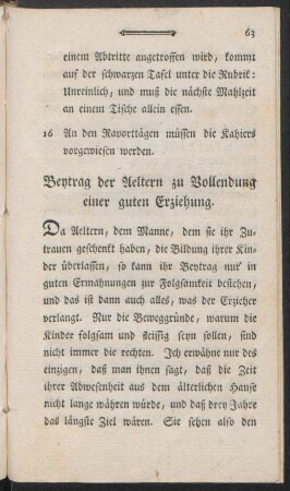 Beytrag der Aeltern zu Vollendung einer guten Erziehung
