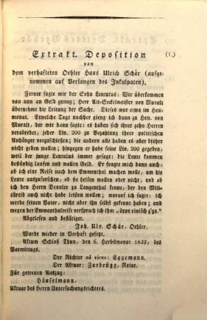 Untersuchungsakten über die in der Republik Bern im Jahr 1832 stattgefundenen Reaktionsversuche, 3. Untersuchungsakten gegen Herrn Alt-Seckelmeister von Muralt von Bern