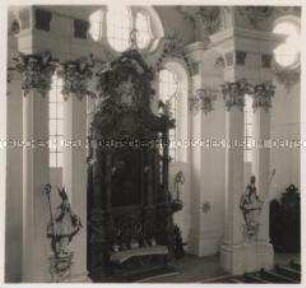 Steingaden, Wallfahrtskirche zum Gegeißelten Heiland auf der Wies, Langhaus, Seitenaltar (Nordwand)