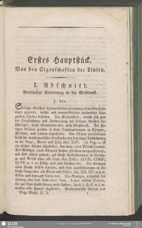 Erstes Hauptstück. Von den Eigenschaften der Linien