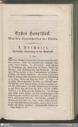 Erstes Hauptstück. Von den Eigenschaften der Linien