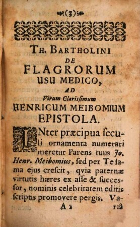 De usu flagrorum in re medica : Et Veneria, Lumborumque e Renum officio ; Accedunt de Eodem Renum officio Joachimi Olhafii et Olai Wormii dissertatiunculae