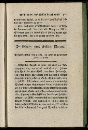 Die Religion eines ehrlichen Mannes.