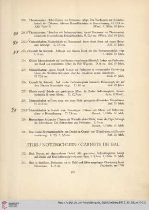 Etuis, Notizbüchlein, Carnets de Bal, Optische Instrumente, Schmuck, Verschiedenes (Nr. 302-376)