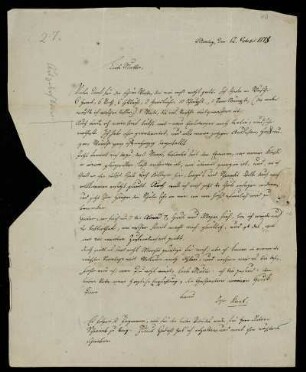 Nr. 10: Brief von Karl Otfried Müller an seine Mutter, Ohne Ort, 12.10.1818