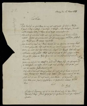 Nr. 10: Brief von Karl Otfried Müller an seine Mutter, Ohne Ort, 12.10.1818