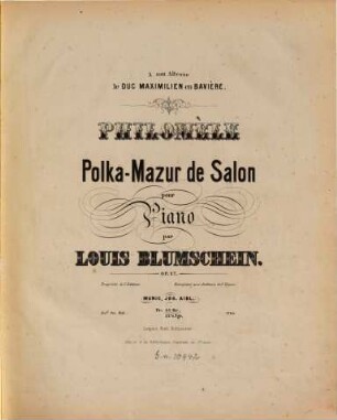 Philomèle : polka-mazur de salon pour piano ; op. 27