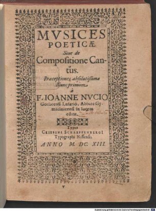 Musices Poeticae Sive de Compositione Cantus