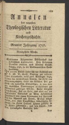 Neunzehnte Woche
