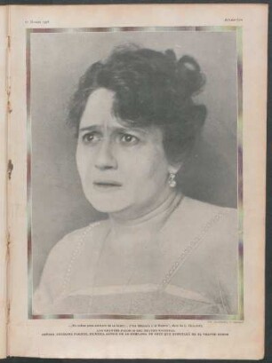Las grandes figuras del teatro nacional : Señora Angelina Pagano, primera actriz de la compania de arte que debutará en el teatro Odeon