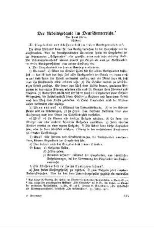 Der Arbeitsgedanke im Deutschunterricht : (Schluß)