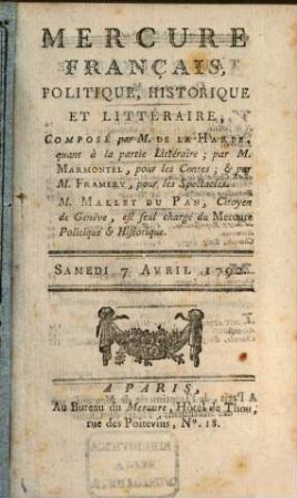 Mercure de France. 1792, 4